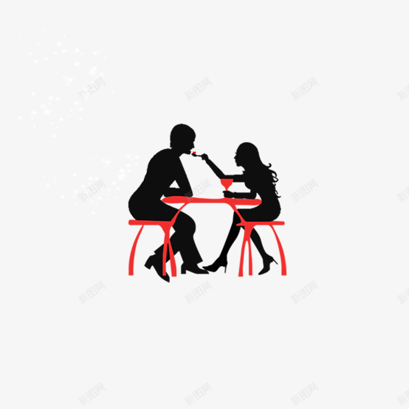 黑影情侣png免抠素材_新图网 https://ixintu.com 喂食 情侣 红色桌椅