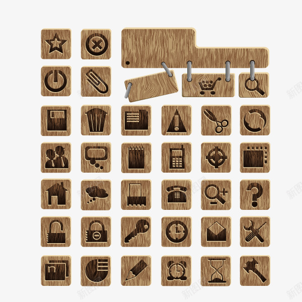 木纹图标集png_新图网 https://ixintu.com 图标 木板 纹理