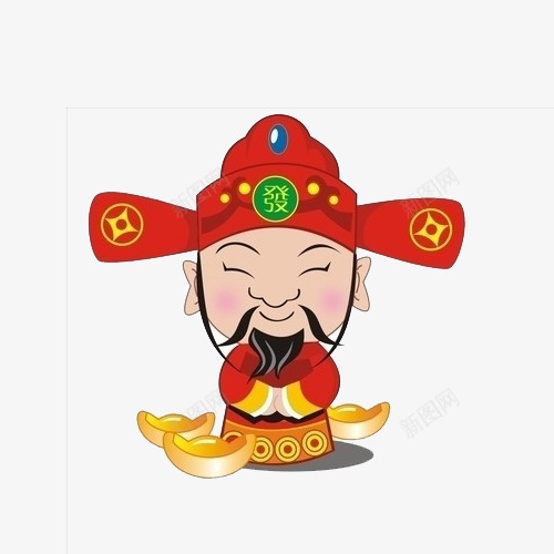 卡通手绘财神png免抠素材_新图网 https://ixintu.com 卡通人物 卡通财神 发 手绘财神 金元宝