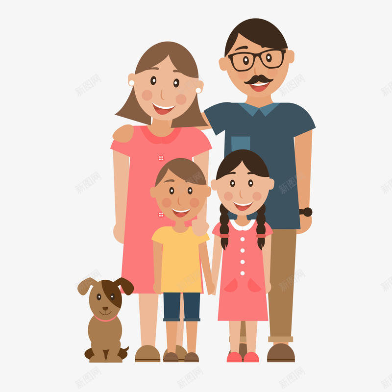 家人png免抠素材_新图网 https://ixintu.com 儿女 家人团圆 小狗 开心 温馨 父母