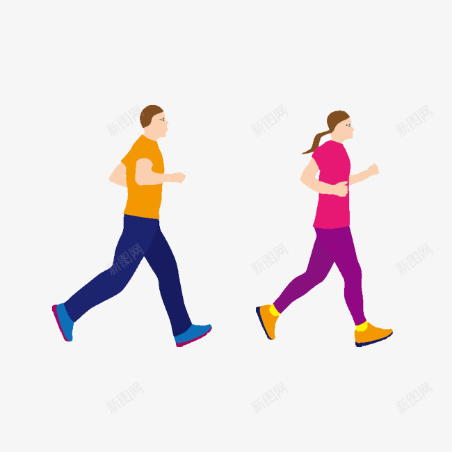 跑步的卡通情侣png免抠素材_新图网 https://ixintu.com 卡通动漫人物 卡通插画 日常生活