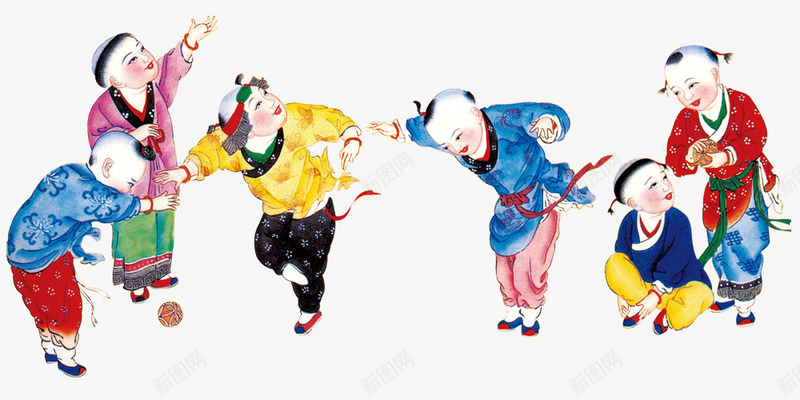 年画娃娃png免抠素材_新图网 https://ixintu.com 中国风 娃娃 年画 过年