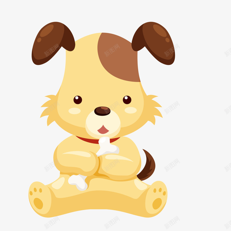 卡通拿着骨头的小狗矢量图ai免抠素材_新图网 https://ixintu.com 动物设计 卡通 宠物 小狗设计 骨头 黄色 矢量图