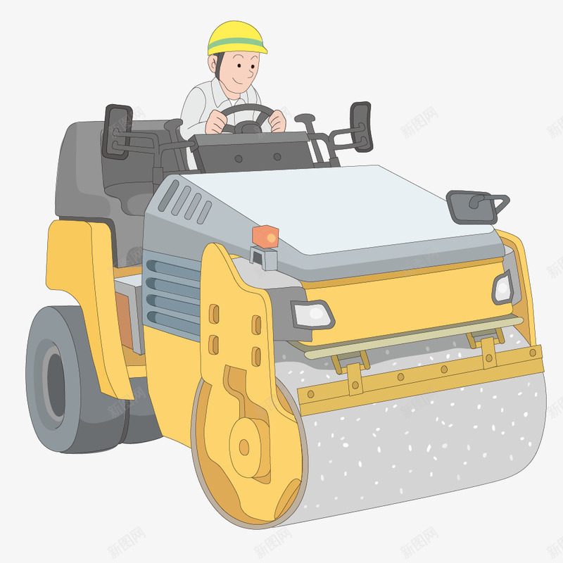 卡通修路汽车工人png免抠素材_新图网 https://ixintu.com 修路汽车 卡通汽车 工人 手绘汽车 效果图 施工车 汽车