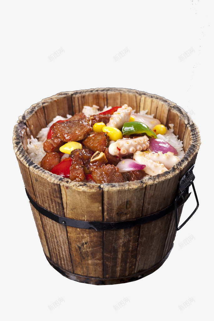 天然美味木桶饭png免抠素材_新图网 https://ixintu.com 中餐 健康 排骨 木桶 木桶蒸饭 木桶饭 烹调 营养 饮食