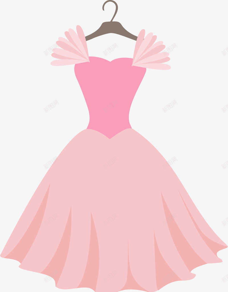 粉色衣服裙子png免抠素材_新图网 https://ixintu.com 唯美裙子 女裙 小清新衣服 手绘裙子 温馨 粉色衣服 衣架