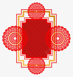 红色中国风新年边框装饰矢量图素材
