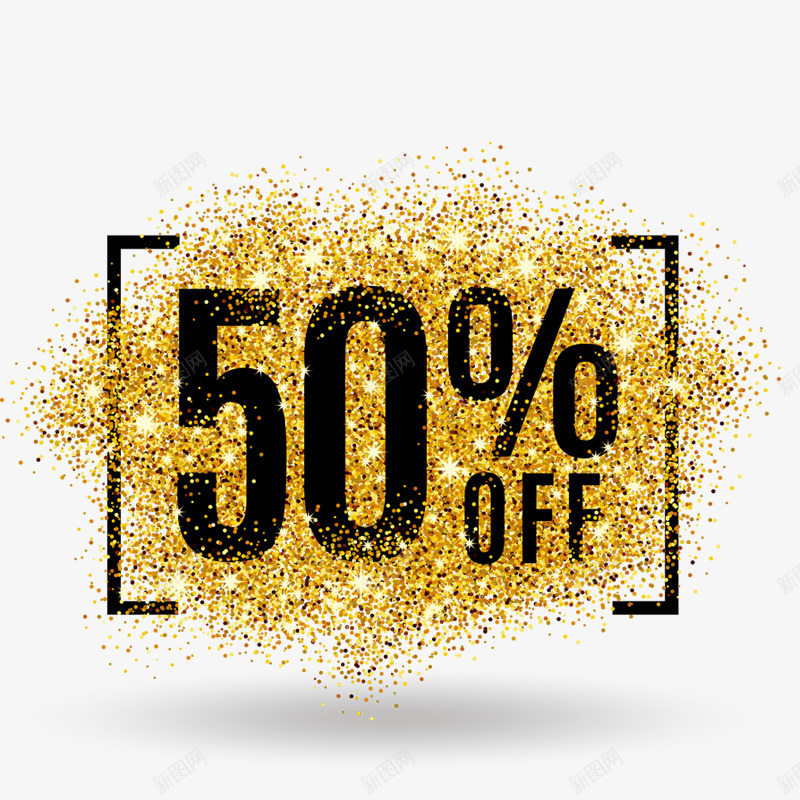 50OFFpng免抠素材_新图网 https://ixintu.com 打折 金色荧光粉 降价