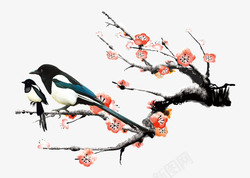 二十四节气国画梅花喜鹊高清图片