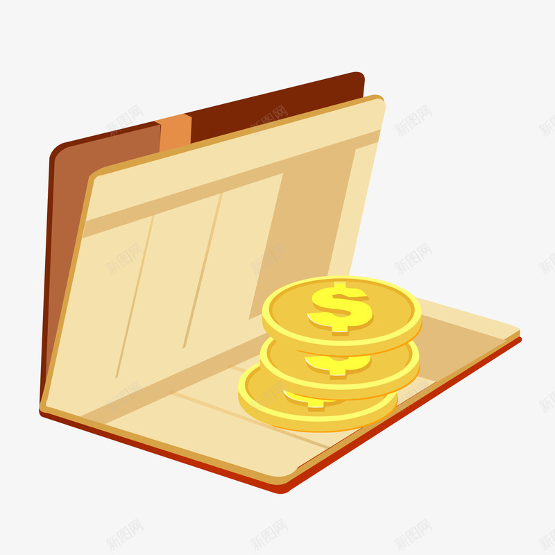 卡通金币和存折矢量图ai免抠素材_新图网 https://ixintu.com 创意 卡通 商务插画 存折 理财 金币 金融 矢量图