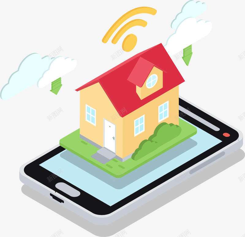 手绘家庭智能监控矢量图ai免抠素材_新图网 https://ixintu.com 家庭 手绘 智能 监控 网络 矢量图