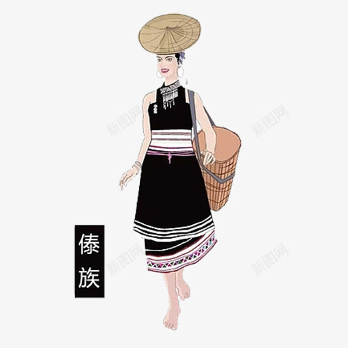 手绘傣族少女png免抠素材_新图网 https://ixintu.com 傣家 傣族 傣族图案 傣族少女 少数民族 手绘人物 民族