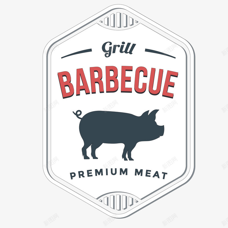 烧烤猪肉食物标签矢量图ai免抠素材_新图网 https://ixintu.com BBQ 徽章设计 标签设计 烧烤 猪肉 贴纸设计 野餐 矢量图