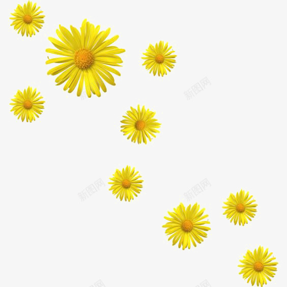 黄色花朵png免抠素材_新图网 https://ixintu.com 向日葵 向阳花 粉色小花 绿色叶子 花朵免扣PNG 黄色花瓣