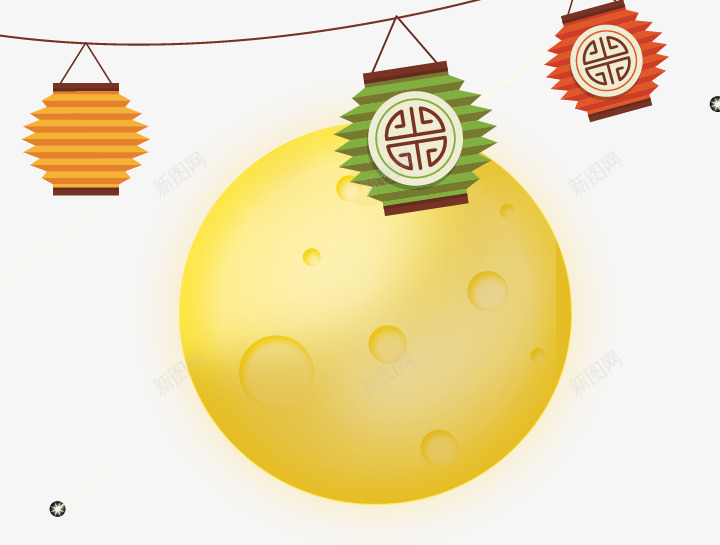 中秋放假满月灯笼元素png免抠素材_新图网 https://ixintu.com PNG 中秋 中秋放假 满月 灯笼