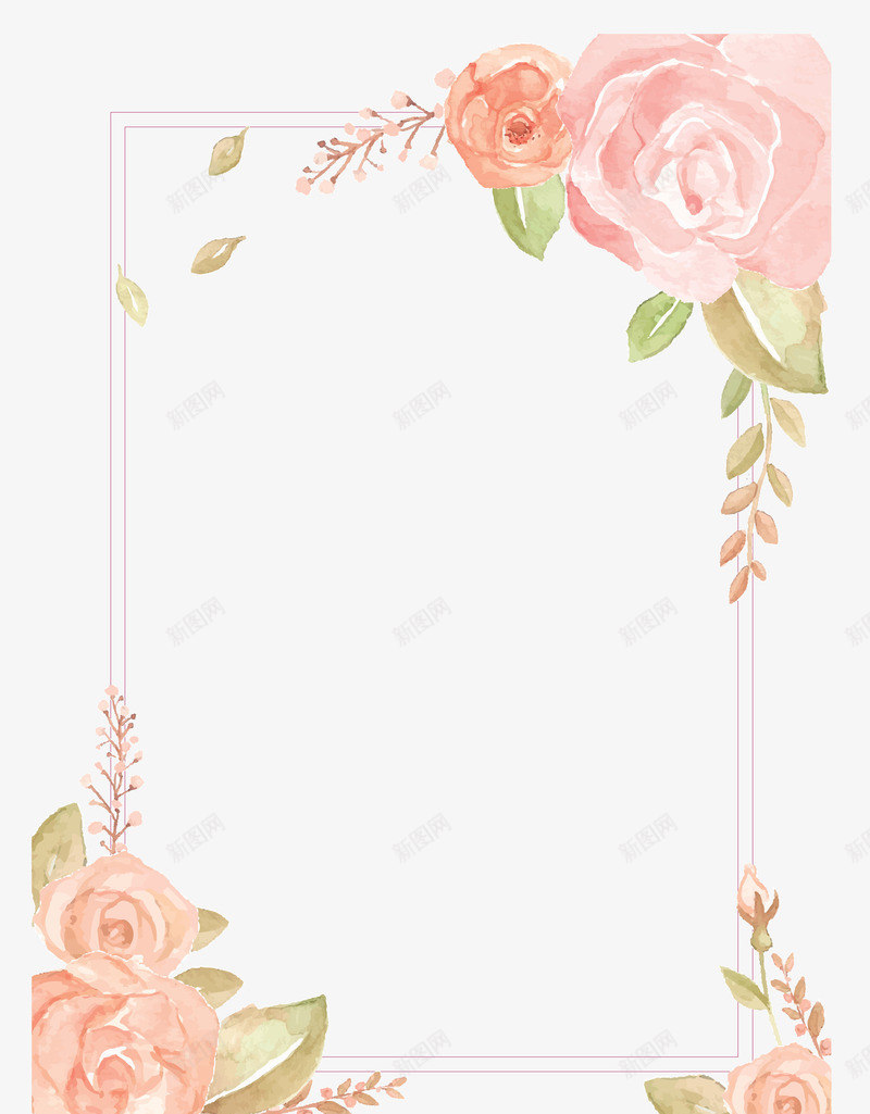 水彩玫瑰花png免抠素材_新图网 https://ixintu.com 婚礼请柬 庆典 庆祝 水彩花边框 派对 派对请柬 爱情 玫瑰 花卉 请柬