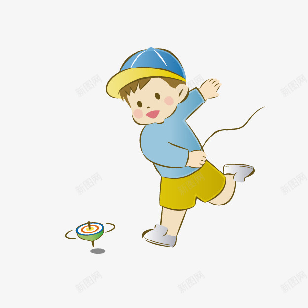 卡通陀螺小人png免抠素材_新图网 https://ixintu.com 传统活动 儿童玩具 卡通小人 陀螺小人