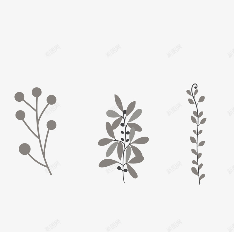 灰色花花草草矢量图ai免抠素材_新图网 https://ixintu.com 灰色花草 花 花草 矢量图