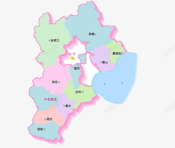 河北城市png免抠素材_新图网 https://ixintu.com 地图 城市划分 河北地图 环京 重要坐标