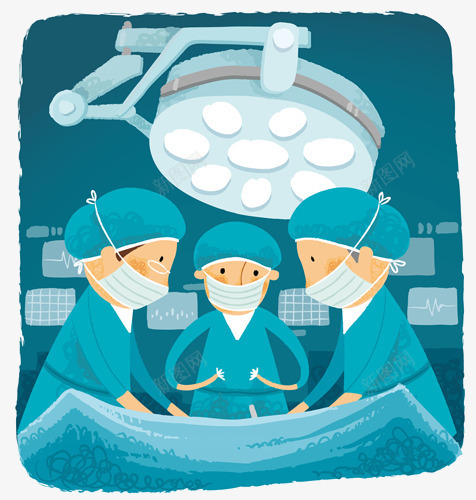 动手术插画png免抠素材_新图网 https://ixintu.com 口罩 手绘 插画 灯光