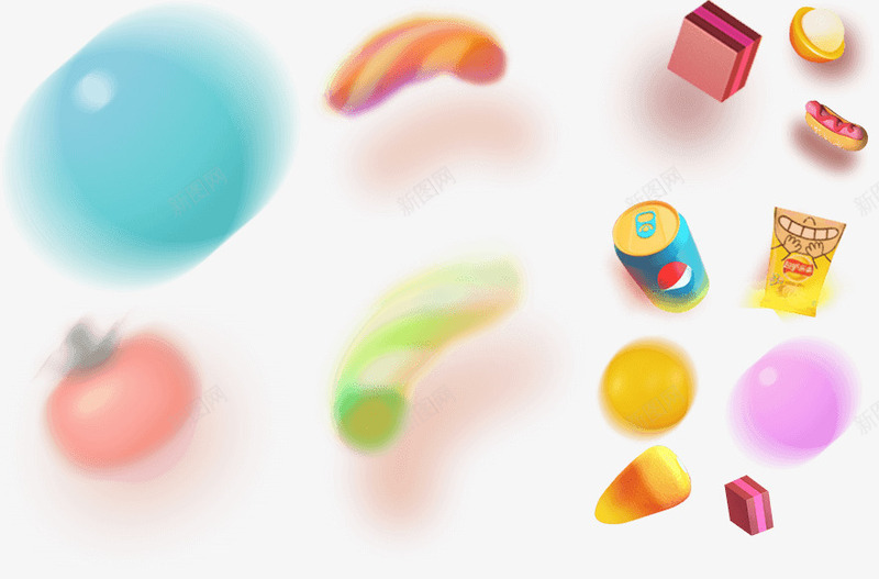 漂浮模糊质感卡通零食图标png_新图网 https://ixintu.com 卡通 图标 模糊 漂浮 质感 零食