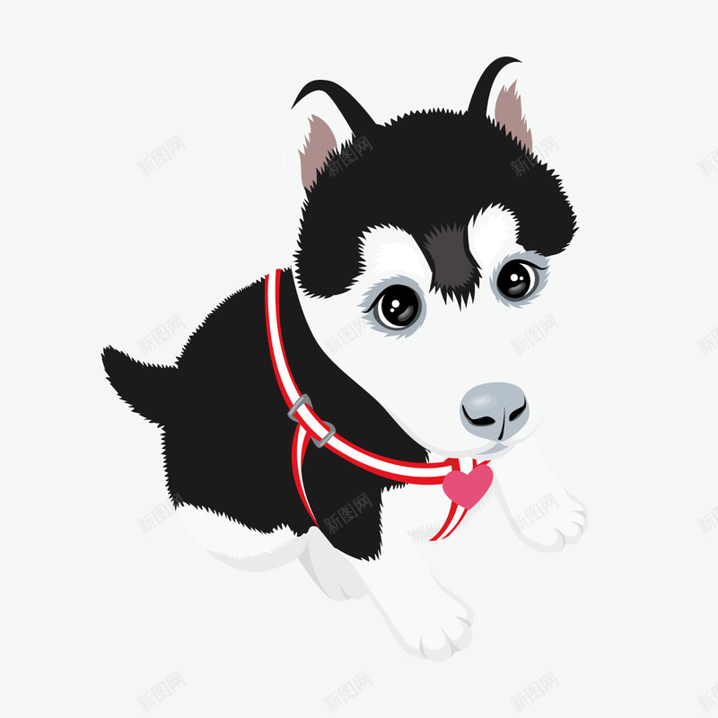 黑白毛警犬矢量图ai免抠素材_新图网 https://ixintu.com 军犬 小狗 矢量图 警犬 黑白毛
