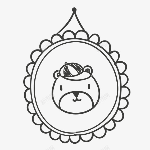 手绘小熊相框png免抠素材_新图网 https://ixintu.com 手绘小熊 手绘小熊相框 手绘相框