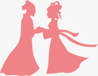 红色牛郎织女会剪影png免抠素材_新图网 https://ixintu.com 剪影 牛郎织女 红色