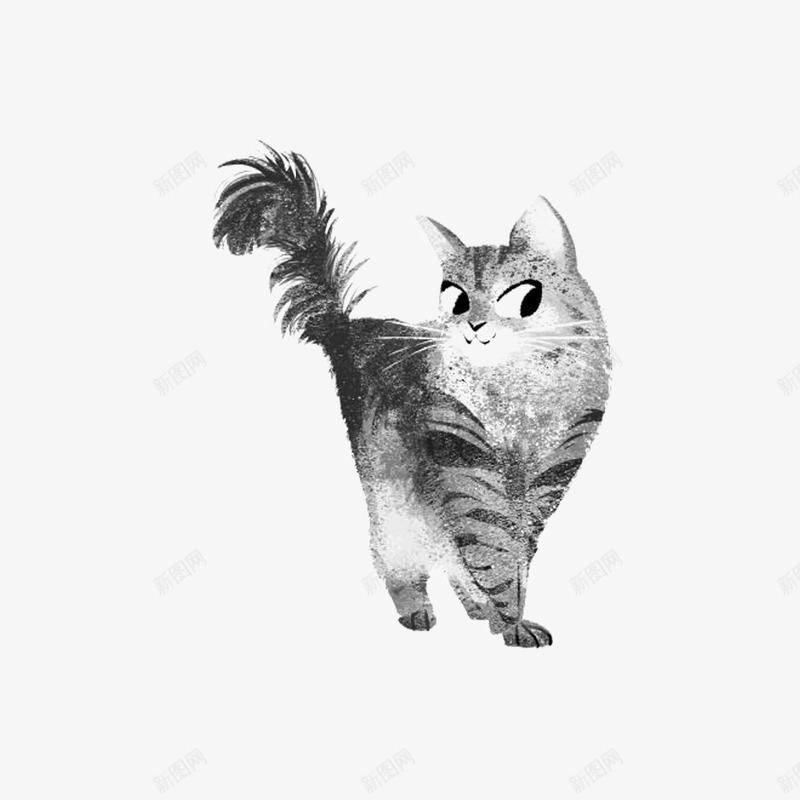 黑色水墨宠物猫咪png免抠素材_新图网 https://ixintu.com 免抠图 动物 手绘猫咪 效果图 猫咪 装饰图 装饰画 黑色猫咪