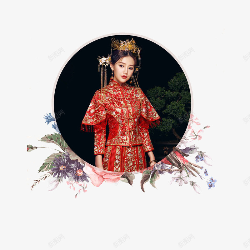 中式结婚嫁衣龙凤褂png免抠素材_新图网 https://ixintu.com 中式婚纱 凤袍 嫁衣 礼服 秀和服 结婚 结婚小礼服 龙凤褂