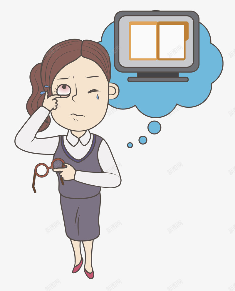 手绘用眼过度漫画png免抠素材_新图网 https://ixintu.com 创意的 卡通 可爱 彩色的 手绘 漫画 用眼过度 童趣 简单