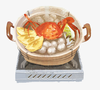 手绘海鲜砂锅png免抠素材_新图网 https://ixintu.com 手绘 海鲜砂锅 火锅 红蟹 美食