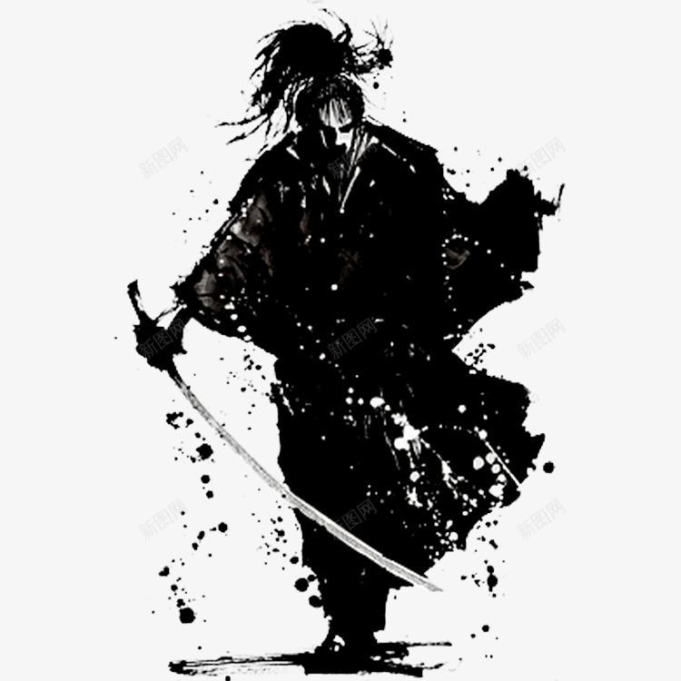 中国风水墨剑客png免抠素材_新图网 https://ixintu.com 中国风 剑客 古典 古风男 手绘 武侠 武侠古典 武侠标志 武功 水墨 水墨剑客 水墨江湖 江湖 男剑客