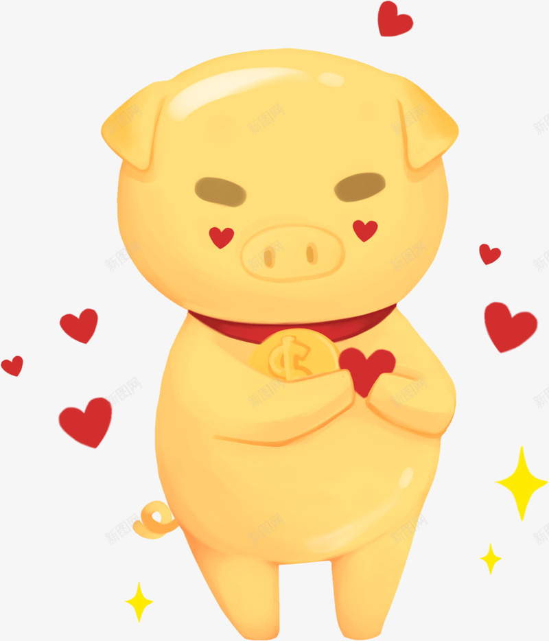 2019C4D金色小猪新年装饰png免抠素材_新图网 https://ixintu.com 2019 C4D卡通猪 卡通可爱小猪 小猪 新年 猪年 金色小猪
