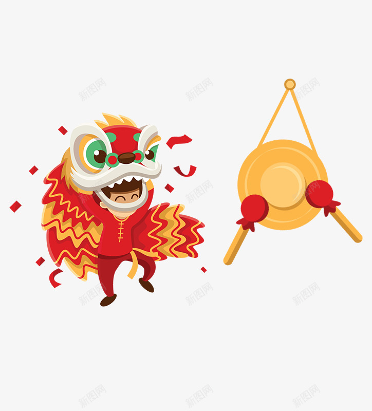 打锣鼓舞龙狮png免抠素材_新图网 https://ixintu.com 打锣鼓 春节 舞狮 装饰
