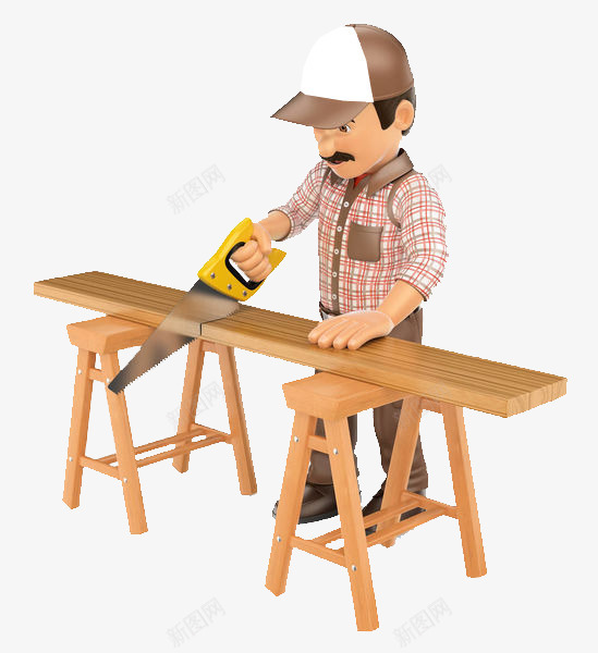3D人物可爱装修木工师傅锯木板png免抠素材_新图网 https://ixintu.com 3D人物 卡通人物 可爱 木工师傅 装修 锯木板