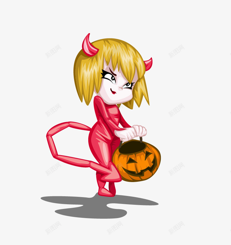 万圣节女生png免抠素材_新图网 https://ixintu.com 万圣节女生 女生 手拿南瓜