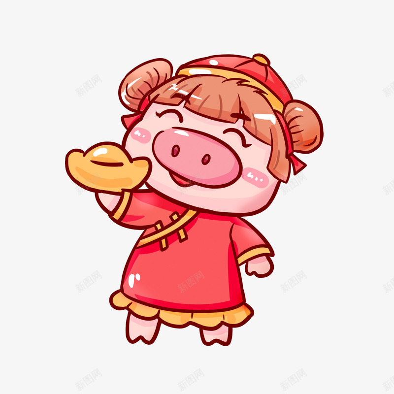 2019猪年猪妈妈恭喜发财png免抠素材_新图网 https://ixintu.com 2019猪年 卡通人物 妈妈猪 恭喜发财 新年 猪妈妈 金元宝