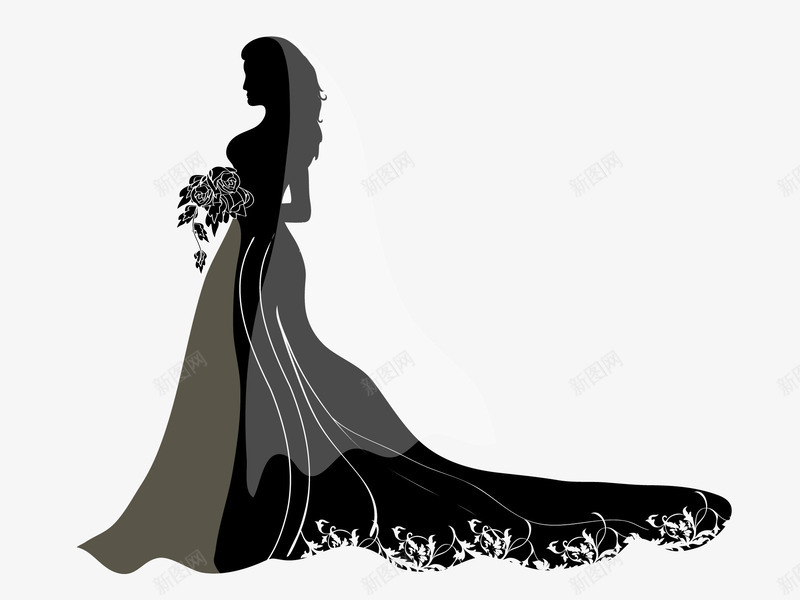 新娘抱着捧花侧面剪影新娘礼服剪矢量图ai免抠素材_新图网 https://ixintu.com 下载 剪影 婚庆剪影 捧花 新娘 新娘侧面 新娘抱着捧花侧面剪影新娘礼服剪影矢量下载免费下载 矢量图