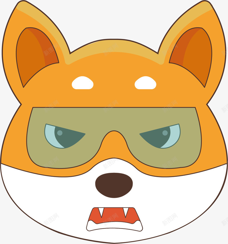 凶巴巴的小黄狗矢量图ai免抠素材_新图网 https://ixintu.com 凶巴巴 宠物 小黄狗 獠牙 白色獠牙 眼睛 眼镜 矢量图