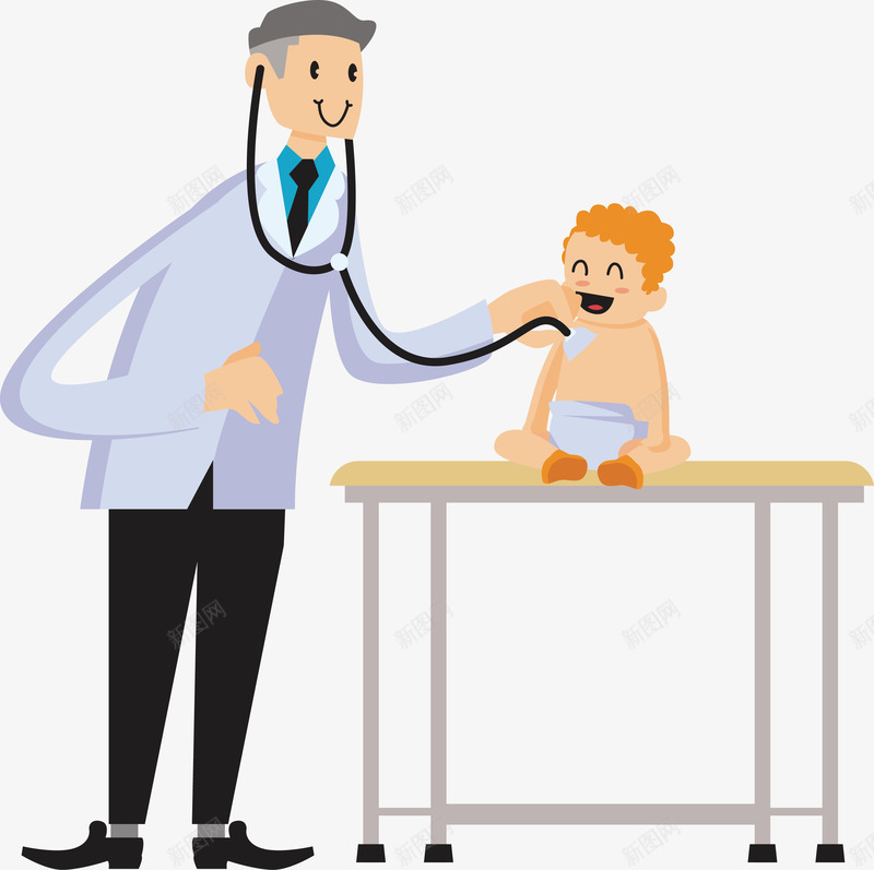 卡通正在看病的儿科医生插画矢量图ai免抠素材_新图网 https://ixintu.com 听诊器 女孩 女护士 奶瓶 婴儿 护士 正在看病的儿科医生 玩具熊 男医生 男孩 矢量图