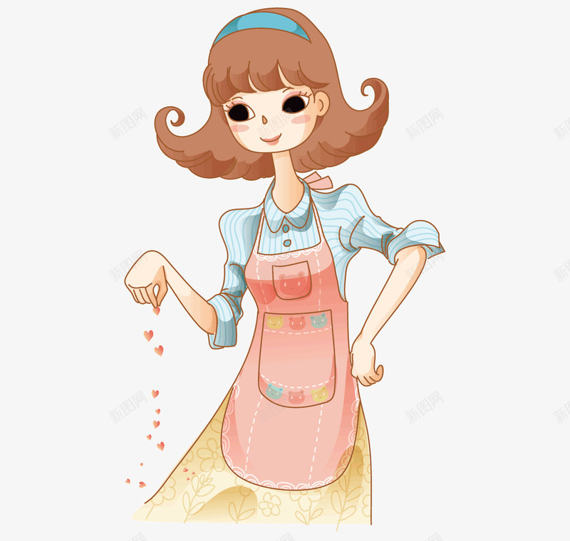 做饭的女士矢量图ai免抠素材_新图网 https://ixintu.com 做饭 卷发 发夹 围裙 女人 女士 妈妈 矢量素材 矢量图