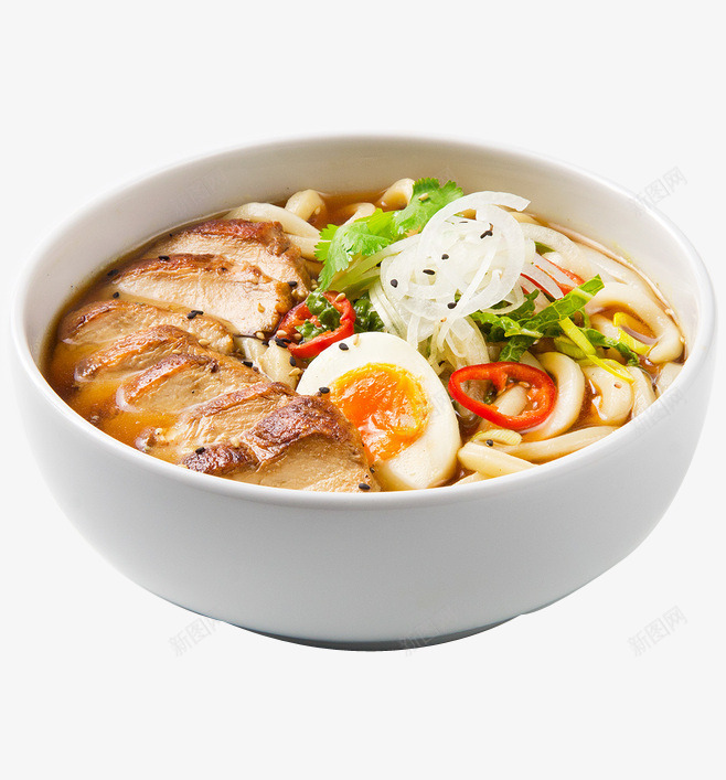 牛肉鸡蛋面png免抠素材_新图网 https://ixintu.com 美食 辣椒菜叶 面条 餐饮