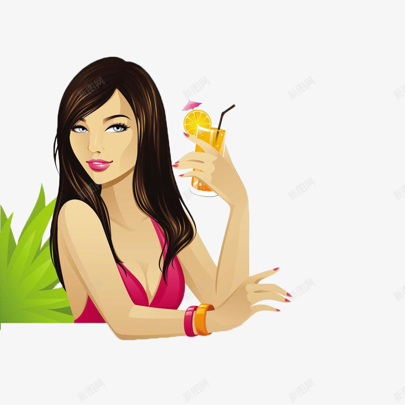 时尚插画美女喝果汁png免抠素材_新图网 https://ixintu.com 卡通 喝果汁 性感 手绘 插画 时尚 橙汁 美女 美女喝果汁 饮料