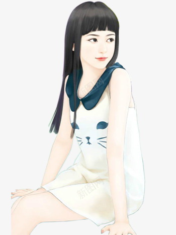 校园风长发青春美少女png免抠素材_新图网 https://ixintu.com 少女 校园 长发 青春
