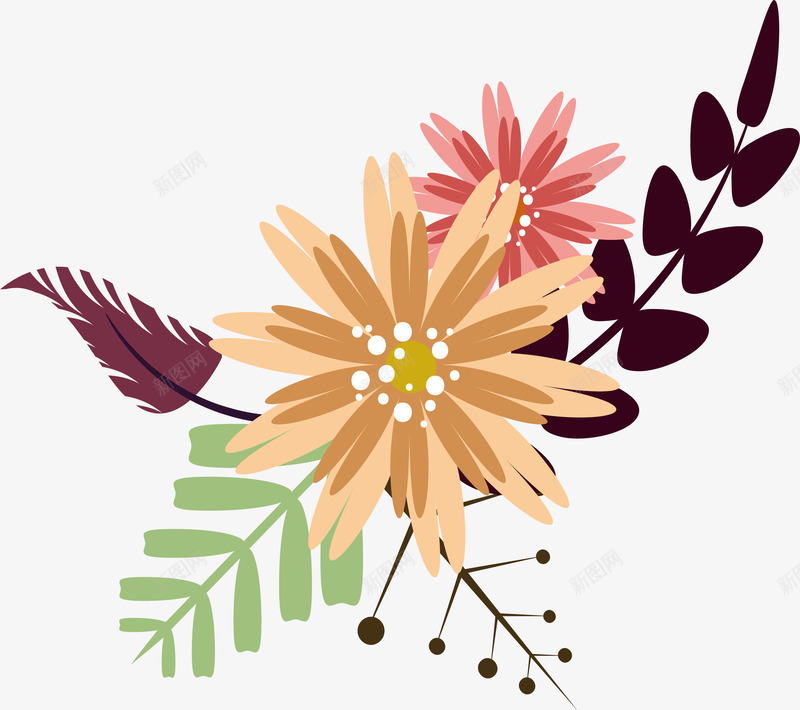 浪漫的雏菊装饰花朵png免抠素材_新图网 https://ixintu.com 小雏菊 小雏菊花朵 文艺小雏菊 浪漫小雏菊 矢量png 装饰小雏菊