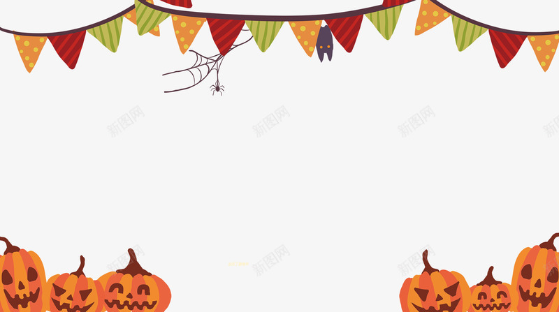 万圣节南瓜彩旗png免抠素材_新图网 https://ixintu.com 万圣节 万圣节素材 万圣节边框 南瓜 南瓜素材