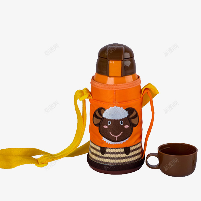 橙色小羊杯具熊png免抠素材_新图网 https://ixintu.com 保温杯 杯具熊 橙色小羊带杯套 水壶 耐摔 耐磨