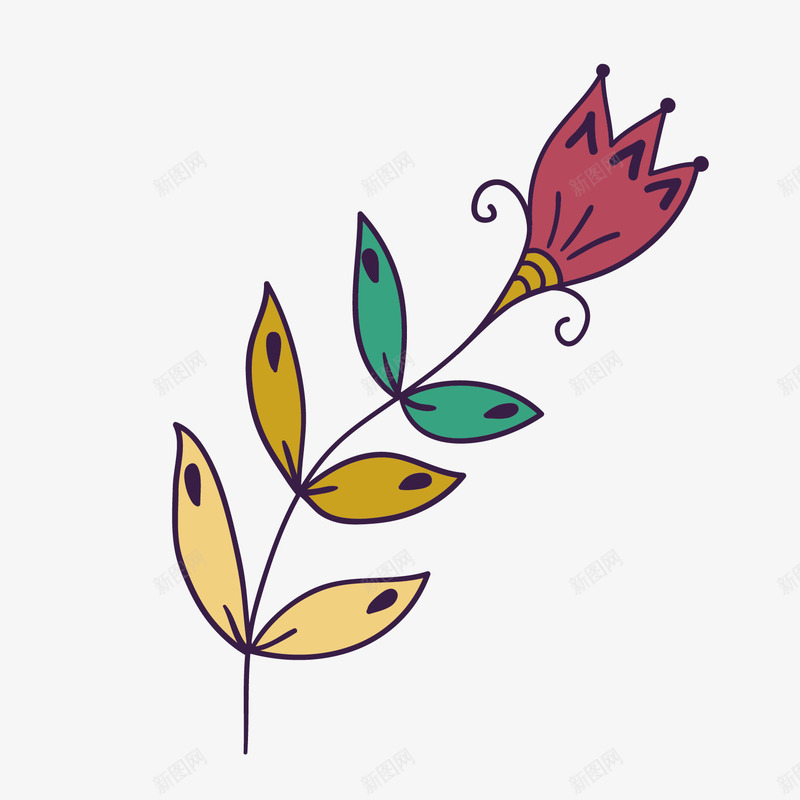 手绘花卉矢量图eps免抠素材_新图网 https://ixintu.com 其他 卡通植物装饰 复古矢量花卉 艺术设计 节日 装饰花草插图 矢量图