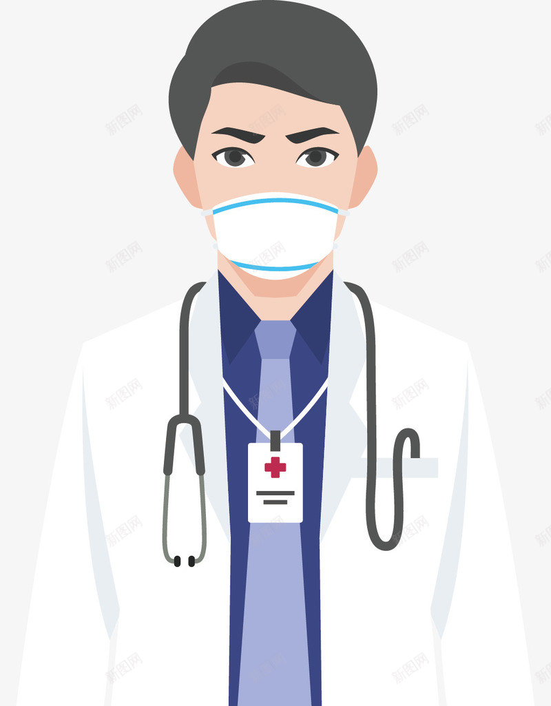 戴口罩的男医生png免抠素材_新图网 https://ixintu.com 医疗行业 口罩 救死扶伤 男医生 矢量png